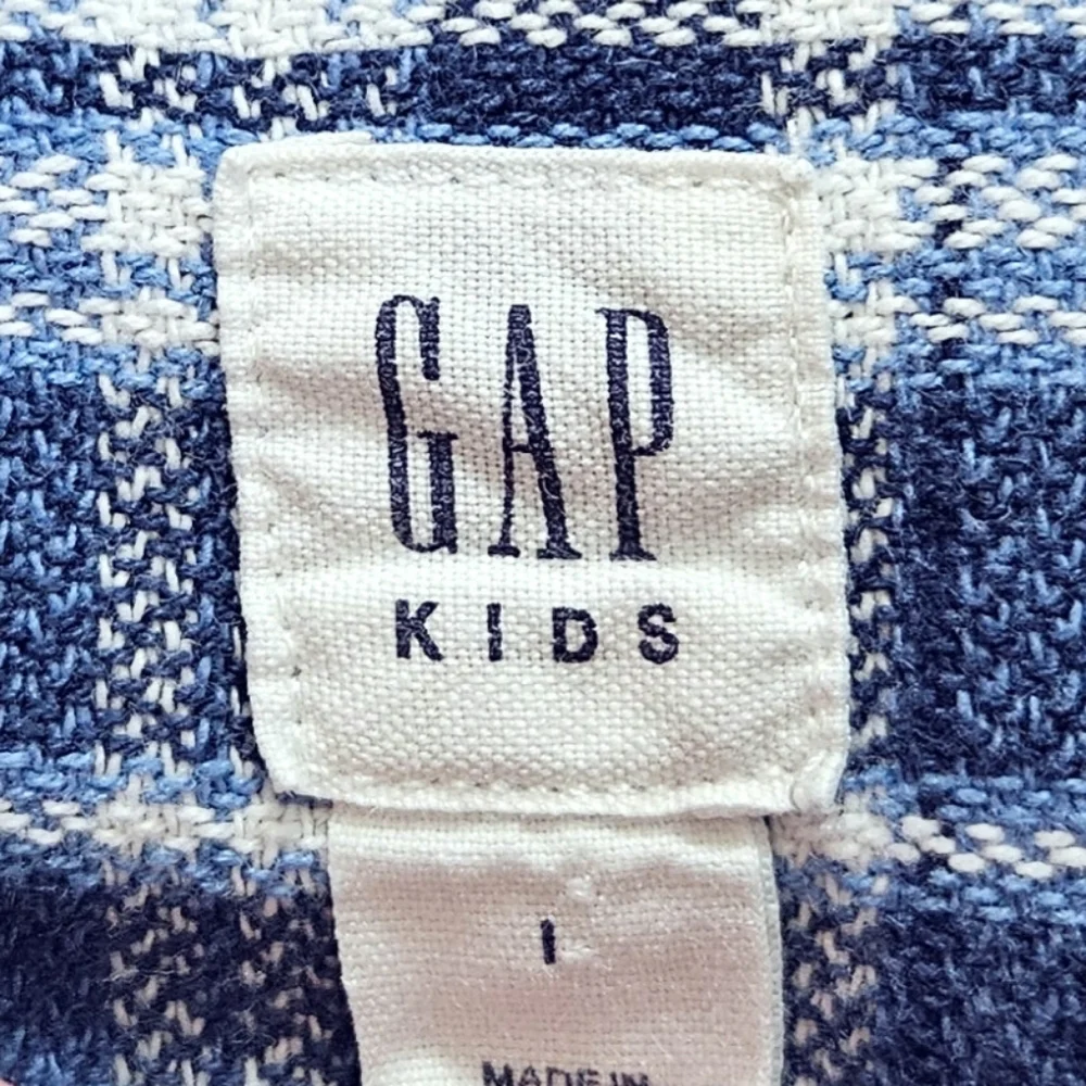 Gap Boys Blue & White Thick Textured Plaid Flannel Button Down Shirt 10-11Y